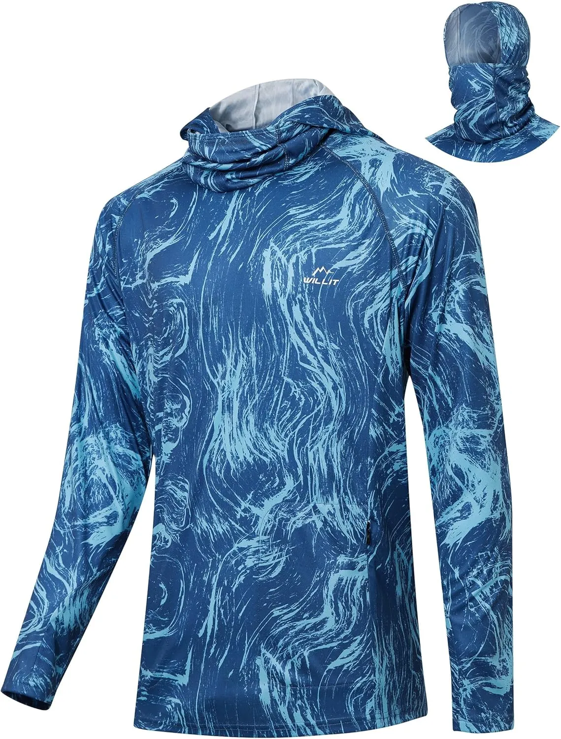 Willit Men's Sun Protection Hoodie UPF 50  Fishing Hiking Shirt Long Sleeve SPF UV Shirt Rash Guard Lightweight