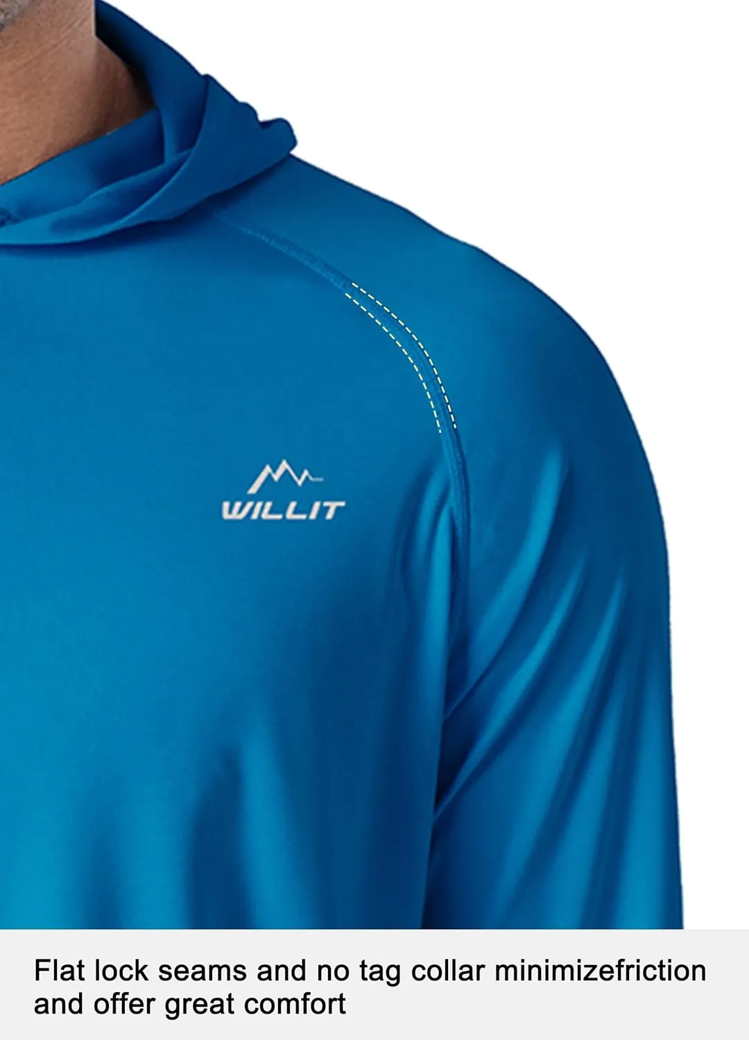 Willit Men's Sun Shirts UPF 50  Rash Guard Long Sleeve Sun Protection Hoodie SPF UV Fishing Lightweight Athletic Running