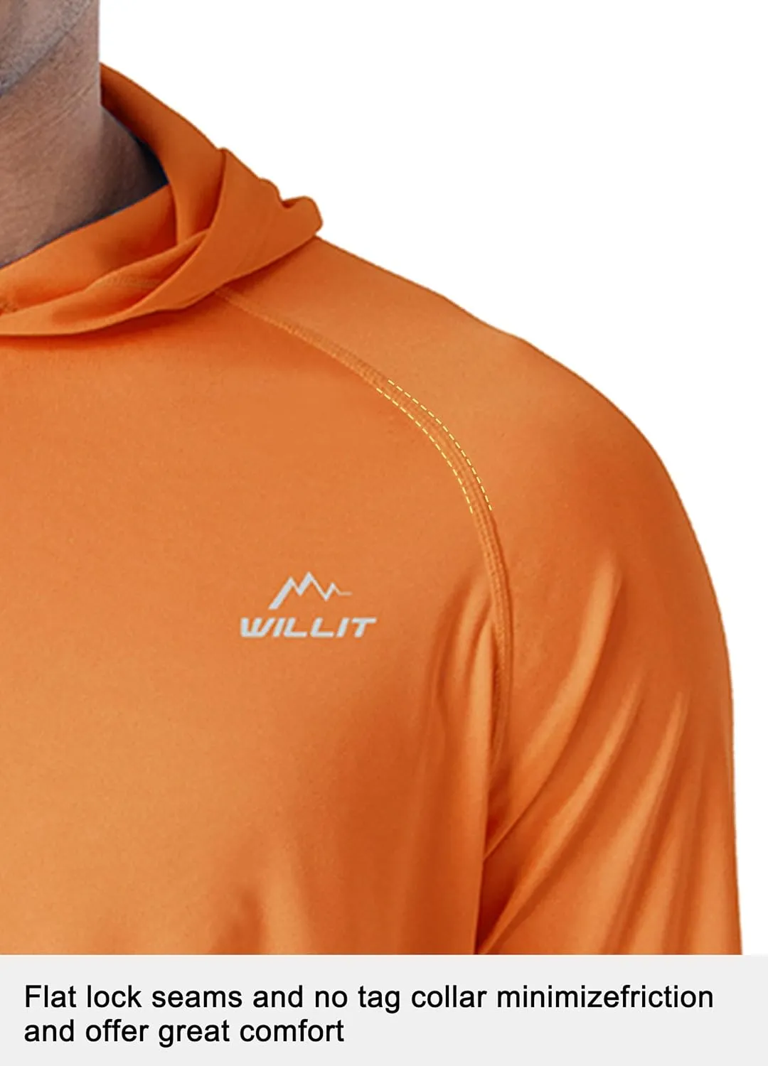 Willit Men's UPF 50  Sun Protection Hoodie Shirt Long Sleeve Rash Guard Fishing SPF Outdoor UV Shirt Lightweight Pocket