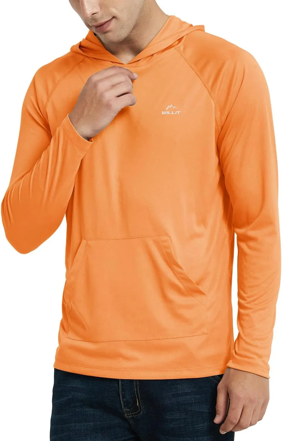 Willit Men's UPF 50  Sun Protection Hoodie Shirt Long Sleeve Rash Guard Fishing SPF Outdoor UV Shirt Lightweight Pocket