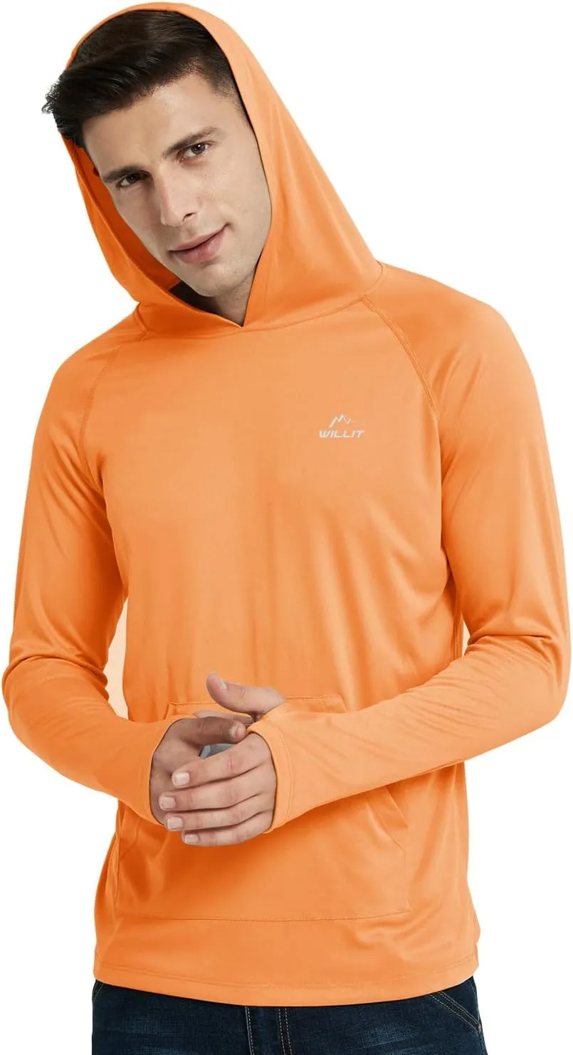 Willit Men's UPF 50  Sun Protection Hoodie Shirt Long Sleeve Rash Guard Fishing SPF Outdoor UV Shirt Lightweight Pocket