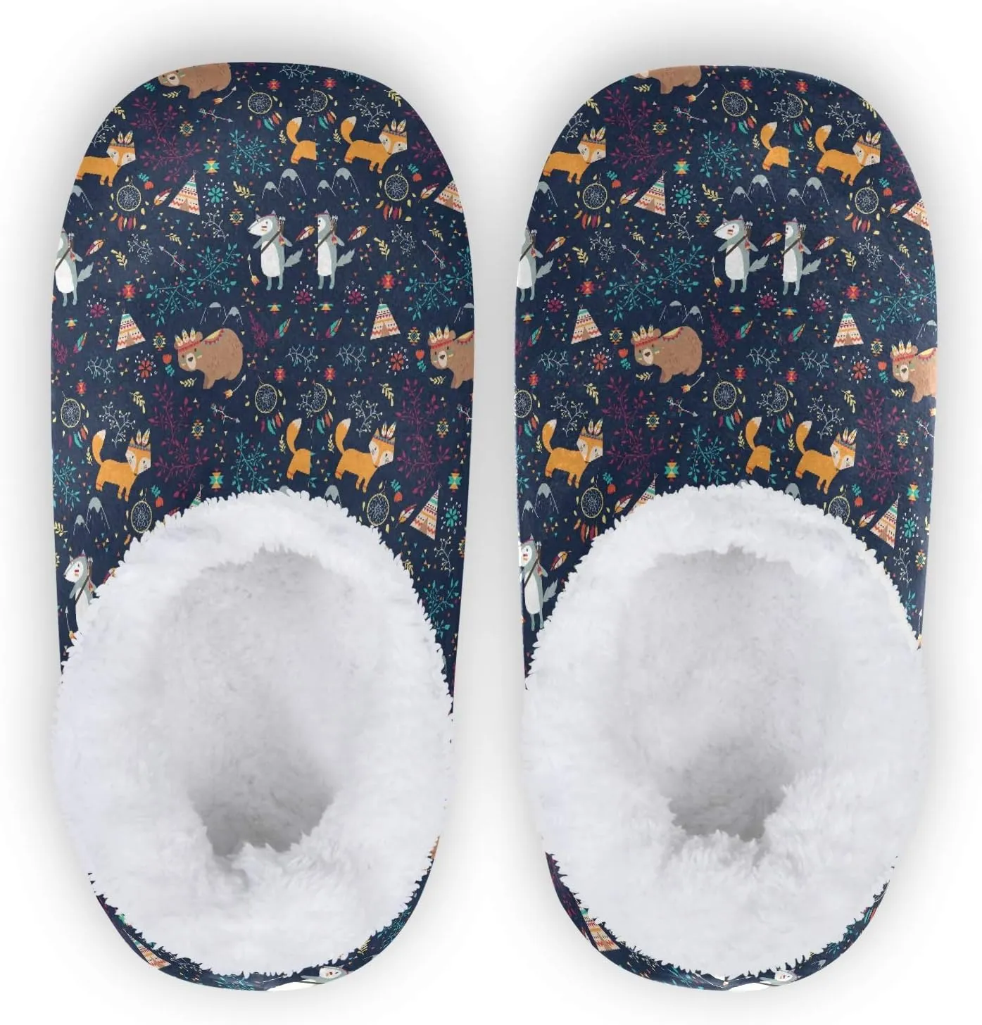 Winter House Slippers for Women/Men with Flowers Bouquets Element Cozy Fleece Slippers