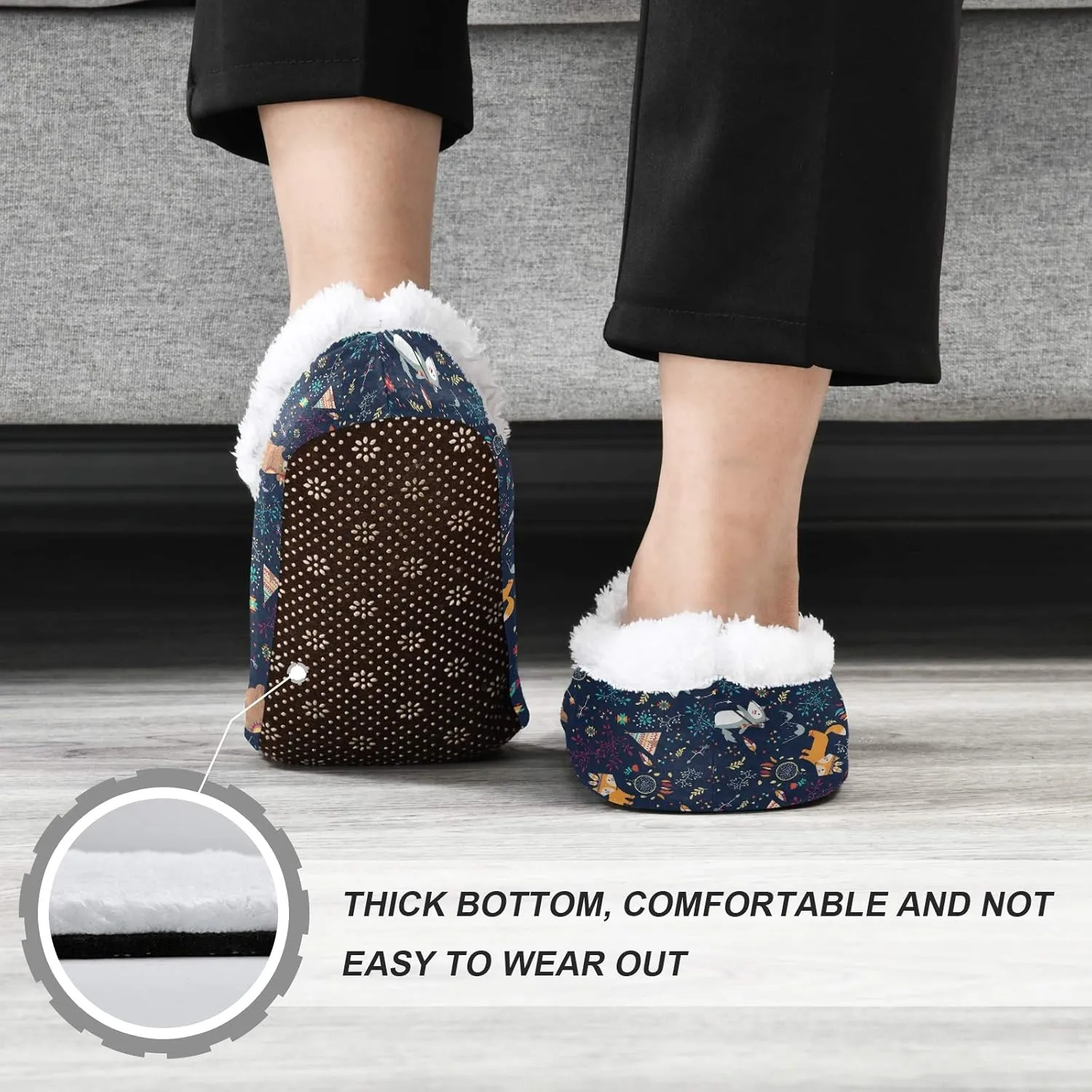 Winter House Slippers for Women/Men with Flowers Bouquets Element Cozy Fleece Slippers