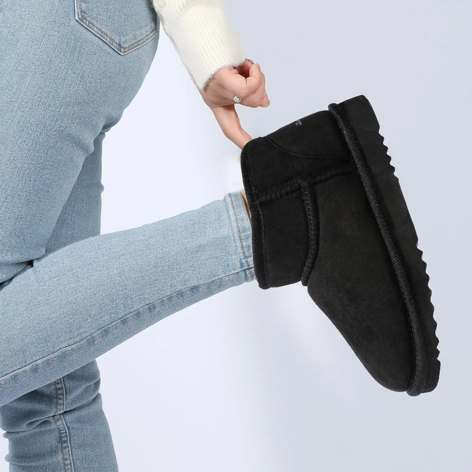 Wishcotton Women's Cozy Short Bootie Slippers, Winter Warm Hard Bottom House Shoes with Fuzzy Lining for Indoor Outdoor