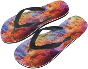 Women Colorful Spiral Painting Flip Flop Sandal, Watercolor Art Swirl Tie-Dye Print Lightweight Thong Sandals Unisex Bathroom Orthotic Flip Flops US 5