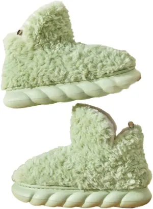 Women Men Bootie Slippers Fluffy Furry House Slipper Winter Warm Anti-Skid Plush Christmas Slippers with Faux Fur Lining