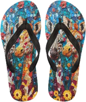 Women Pig Cat Bunny Print Flip Flop Sandal, American Flag Lightweight Thong Sandals Comfort Summer Beach Slippers