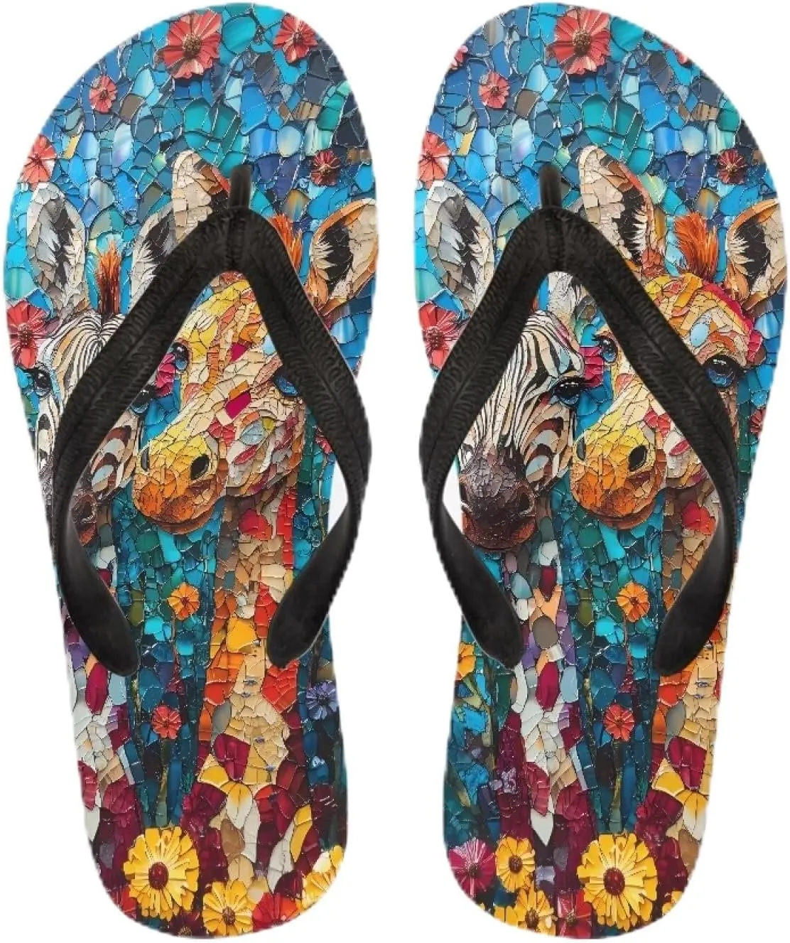 Women Pig Cat Bunny Print Flip Flop Sandal, American Flag Lightweight Thong Sandals Comfort Summer Beach Slippers
