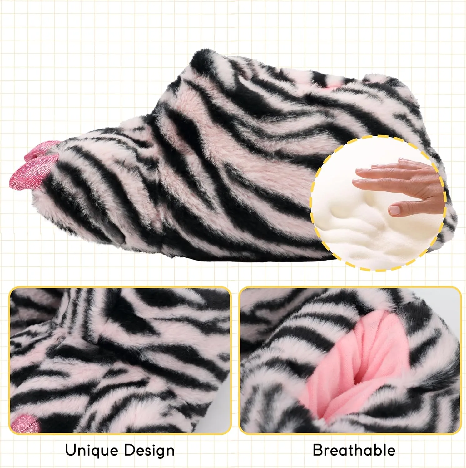 Women Plush Animal Paw Slippers Funny Novelty Bear Claw Slippers Cozy Furry Warm Memory Foam Slippers Gifts for Halloween Christmas