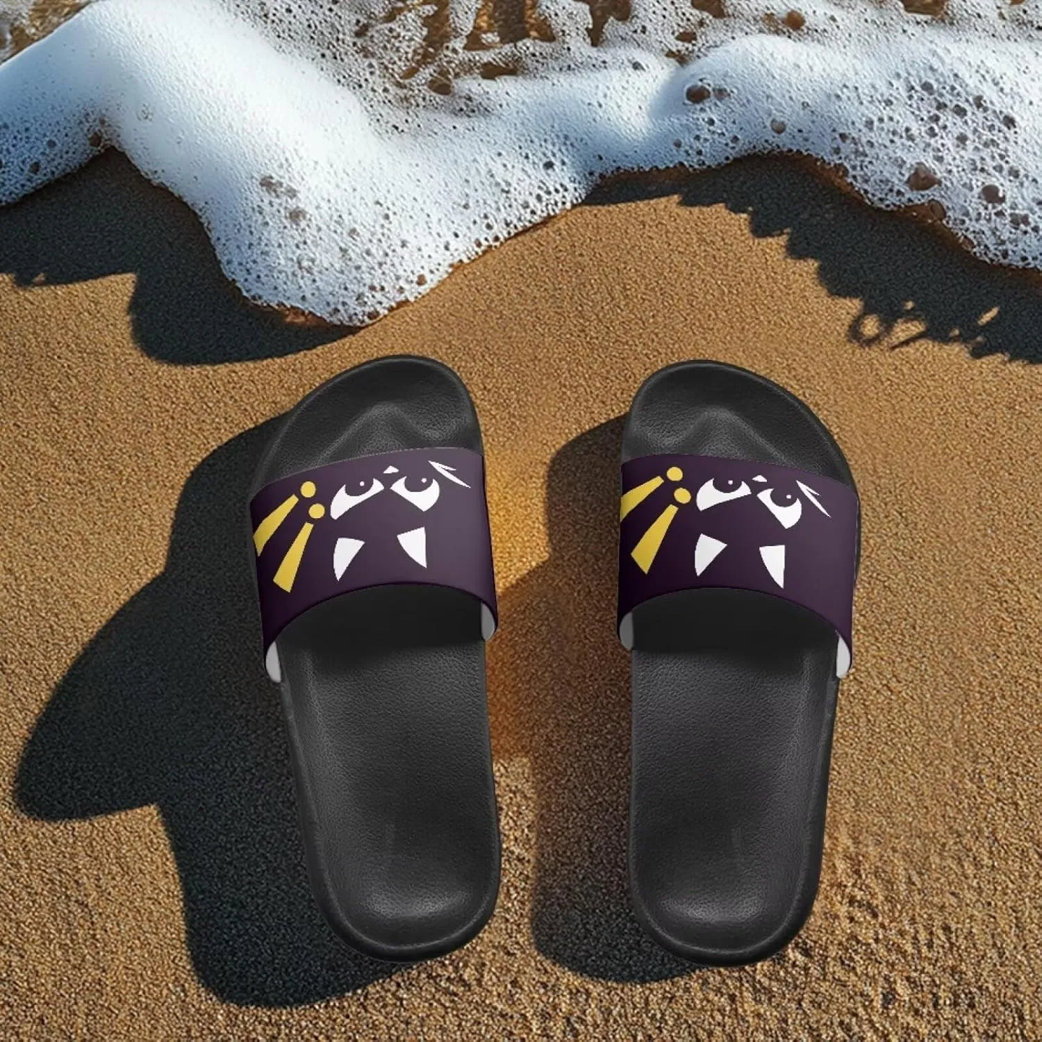 Women Slide Sandals Comfotable Open Toe Non Slip Single Band Slides Easy Slip On Shower Non-Slip Sandal Shower Slippers House Sandal Black Size 5-12.5
