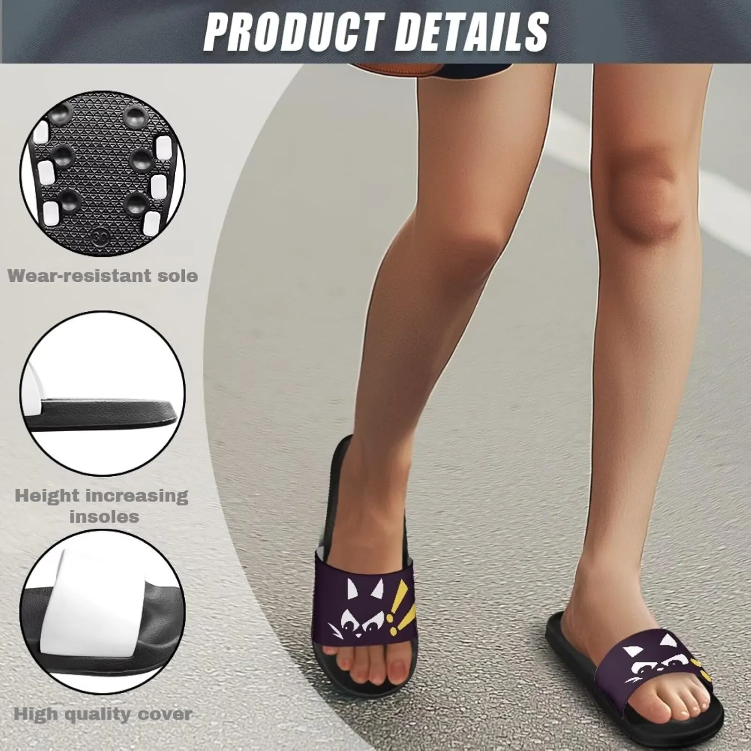 Women Slide Sandals Comfotable Open Toe Non Slip Single Band Slides Easy Slip On Shower Non-Slip Sandal Shower Slippers House Sandal Black Size 5-12.5