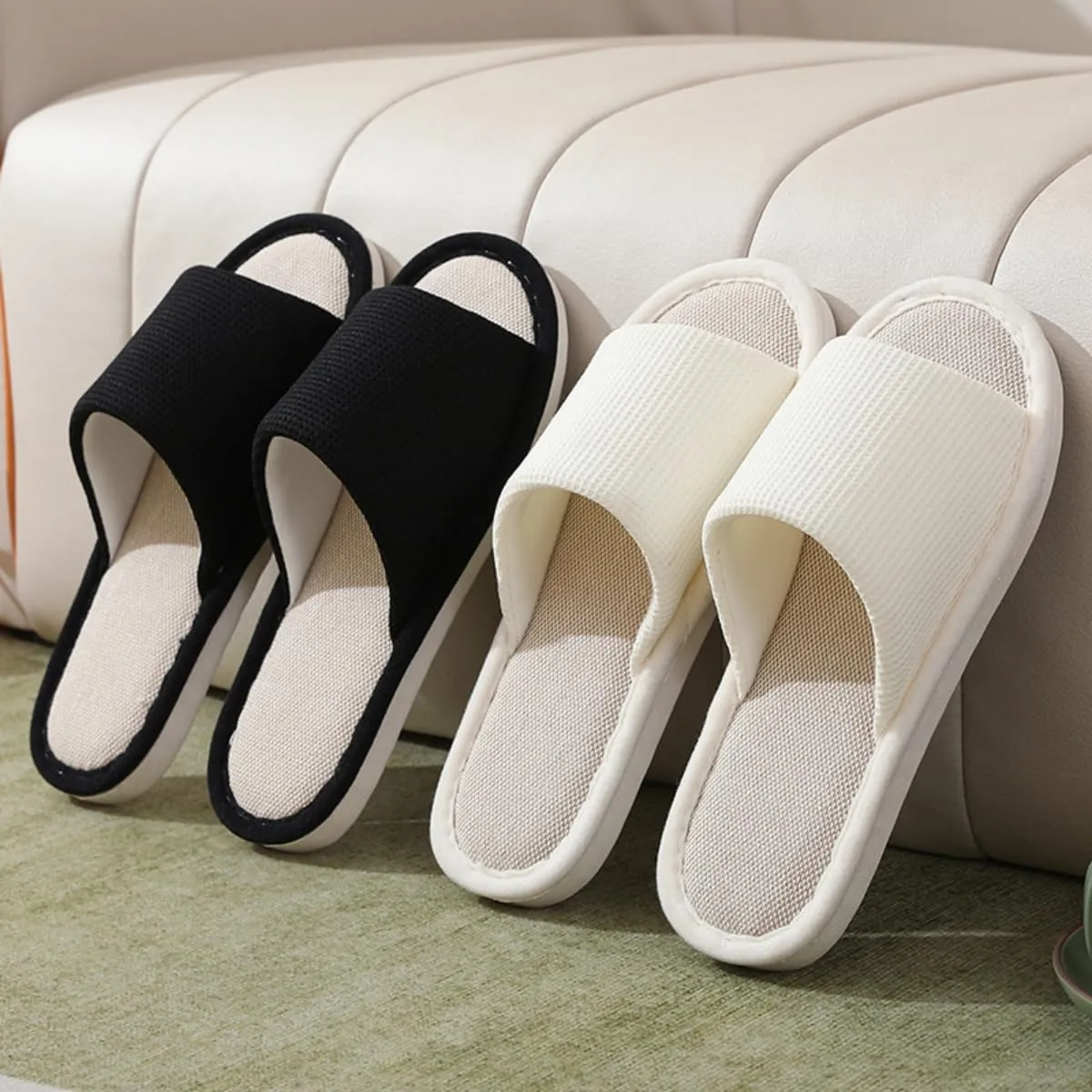 Women Slipper Soft Sole Open Toe House Slippers Memory Foam Slip On Bedroom Cozy Indoor Outdoor Home Slippers