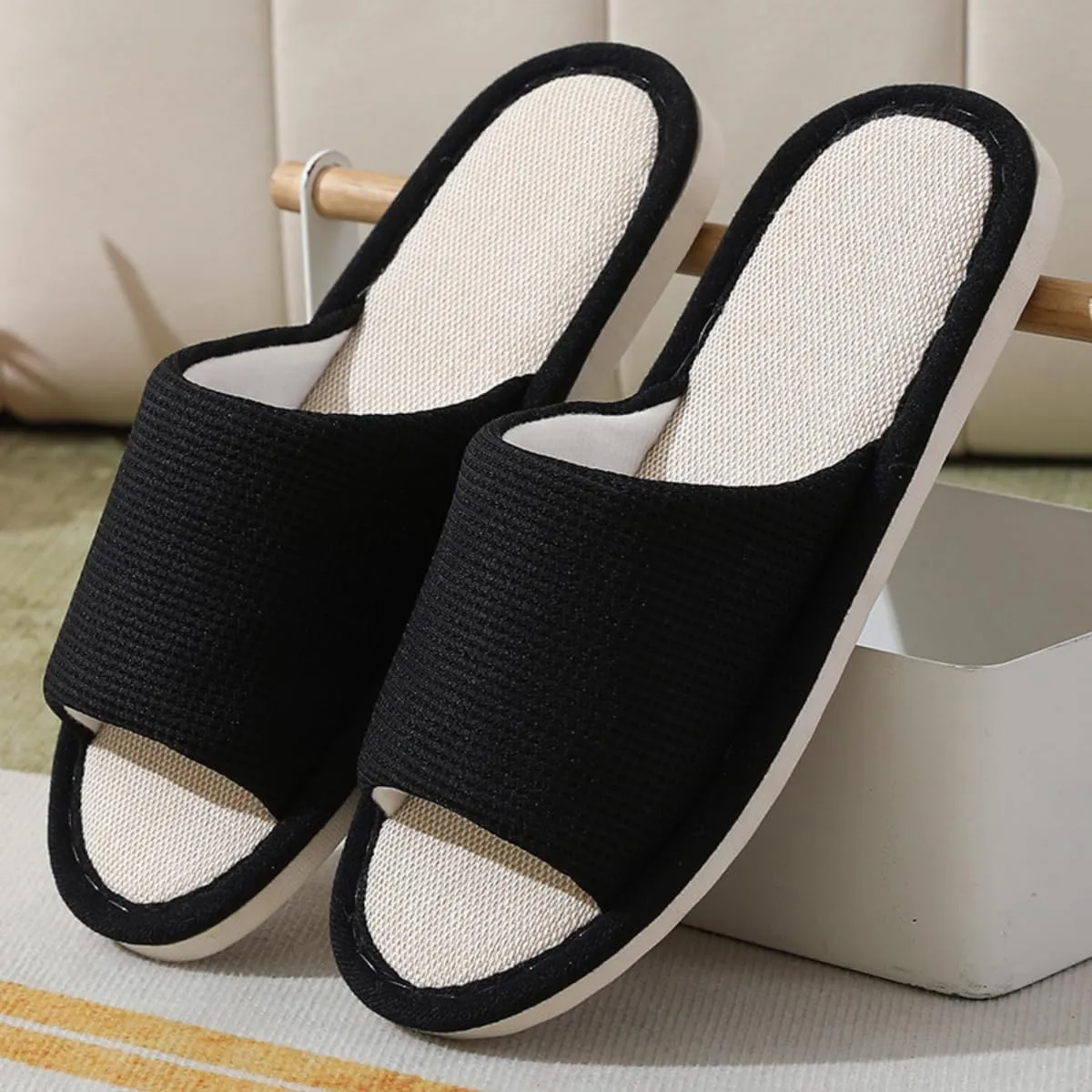 Women Slipper Soft Sole Open Toe House Slippers Memory Foam Slip On Bedroom Cozy Indoor Outdoor Home Slippers