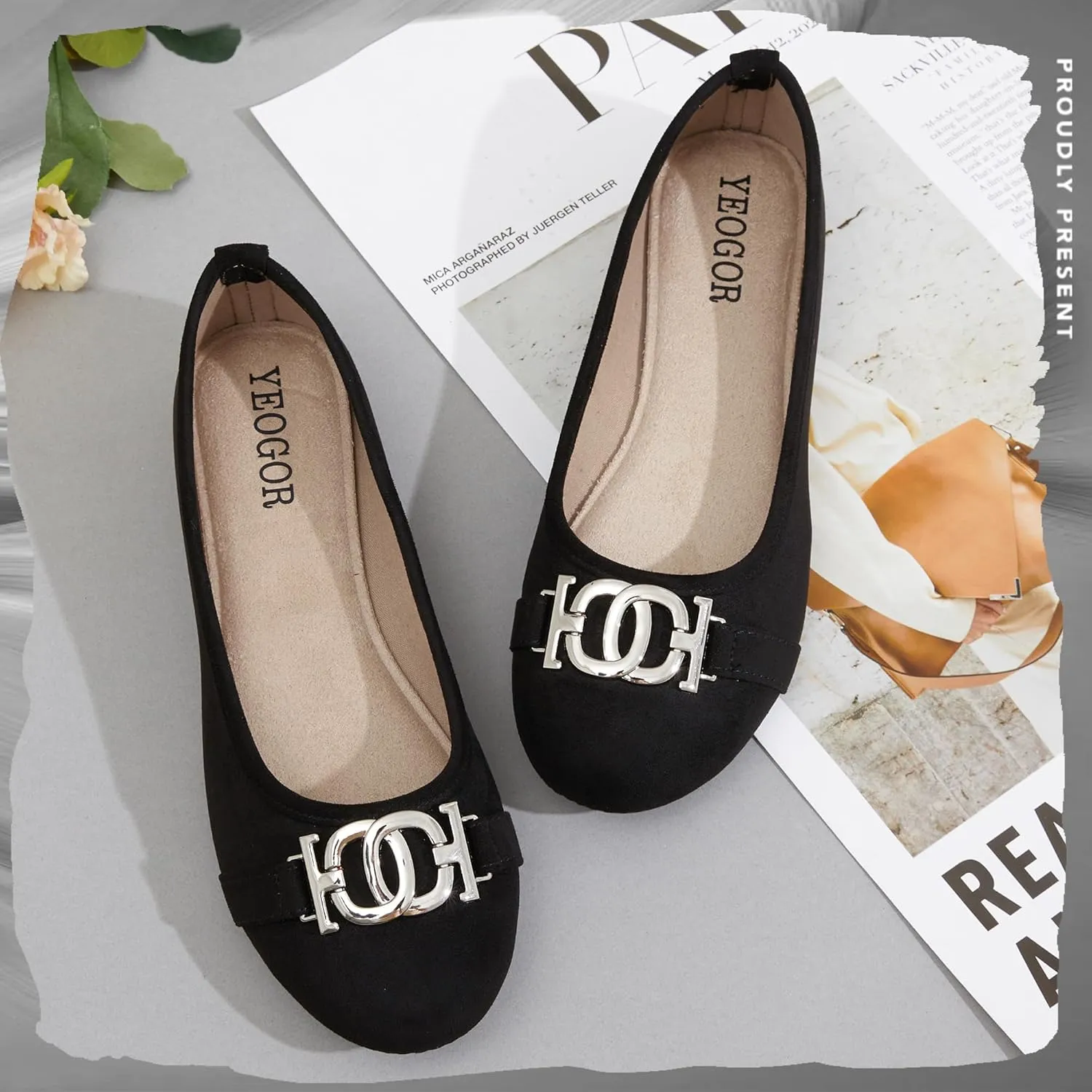 Women's Ballet Shoes Comfortable Slip on Round Toe Flat Casual Shoes for Walking, Driving, Dressy