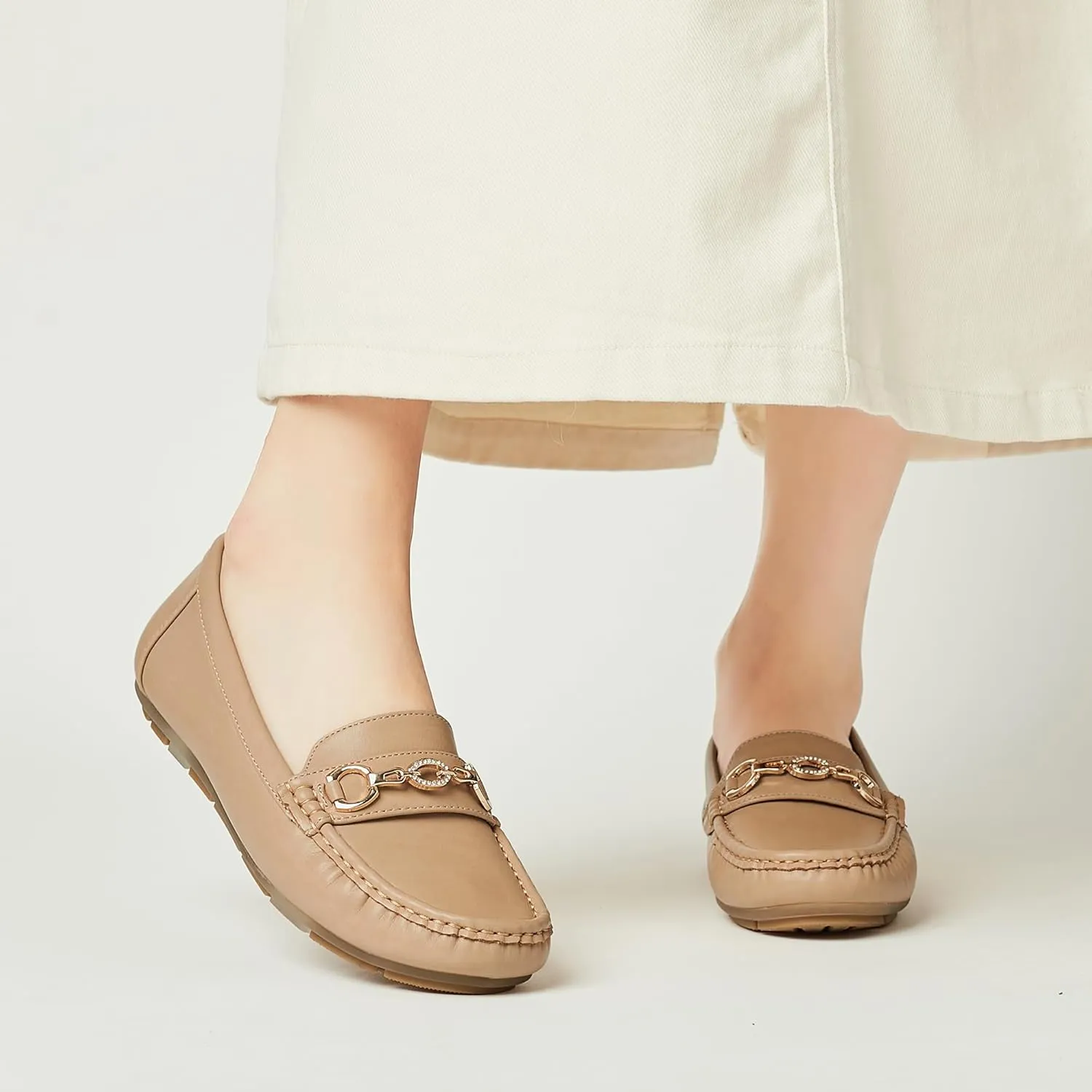 Women's Business Loafers Work Casual Flats Shoes Lightweight Penny PU Leather Slip On Walking Shoes