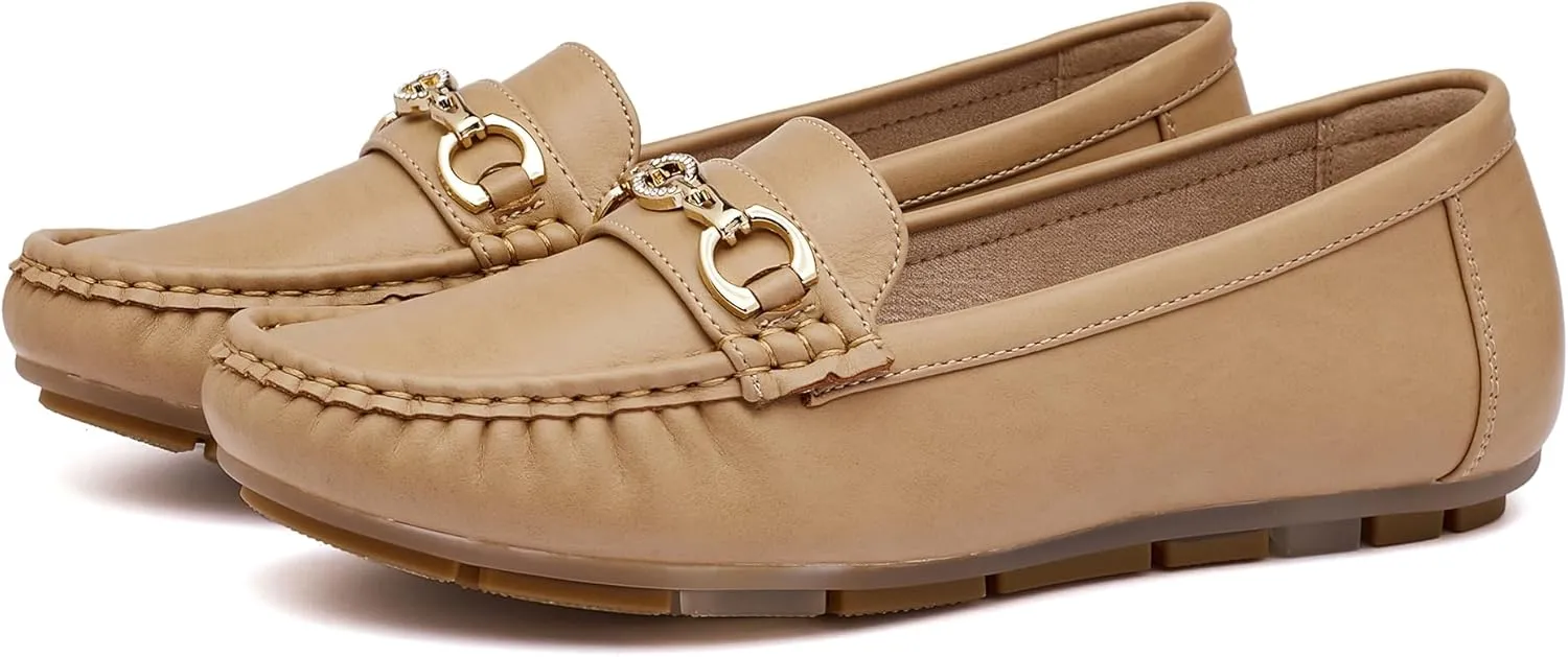 Women's Business Loafers Work Casual Flats Shoes Lightweight Penny PU Leather Slip On Walking Shoes