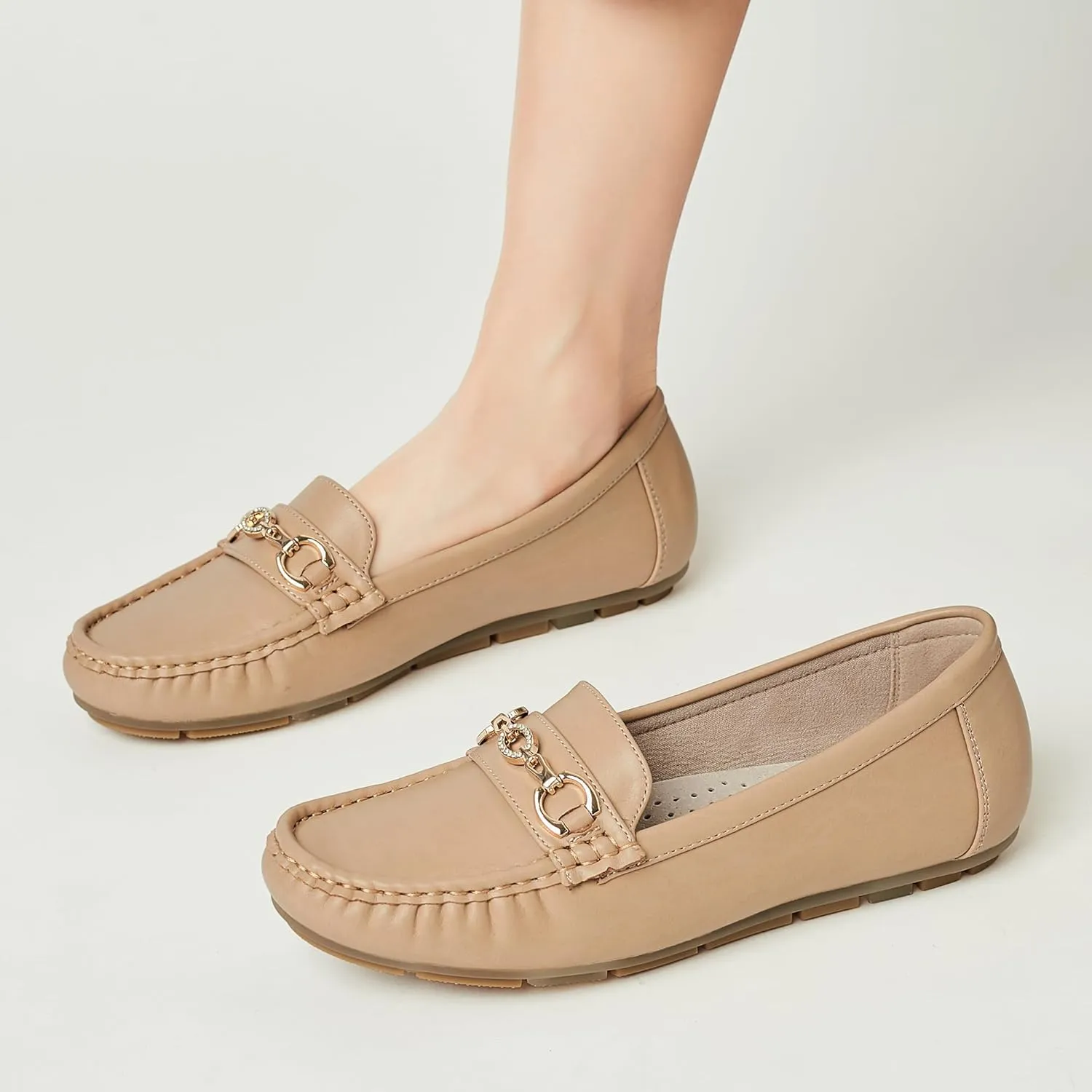 Women's Business Loafers Work Casual Flats Shoes Lightweight Penny PU Leather Slip On Walking Shoes