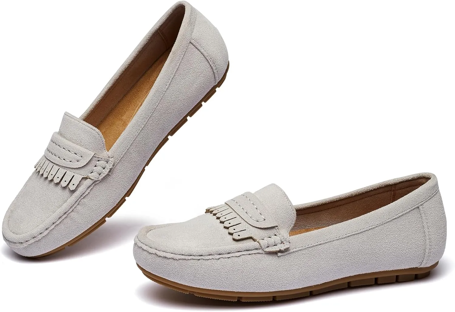 Women's Business Loafers Work Casual Flats Shoes Lightweight Penny PU Leather Slip On Walking Shoes