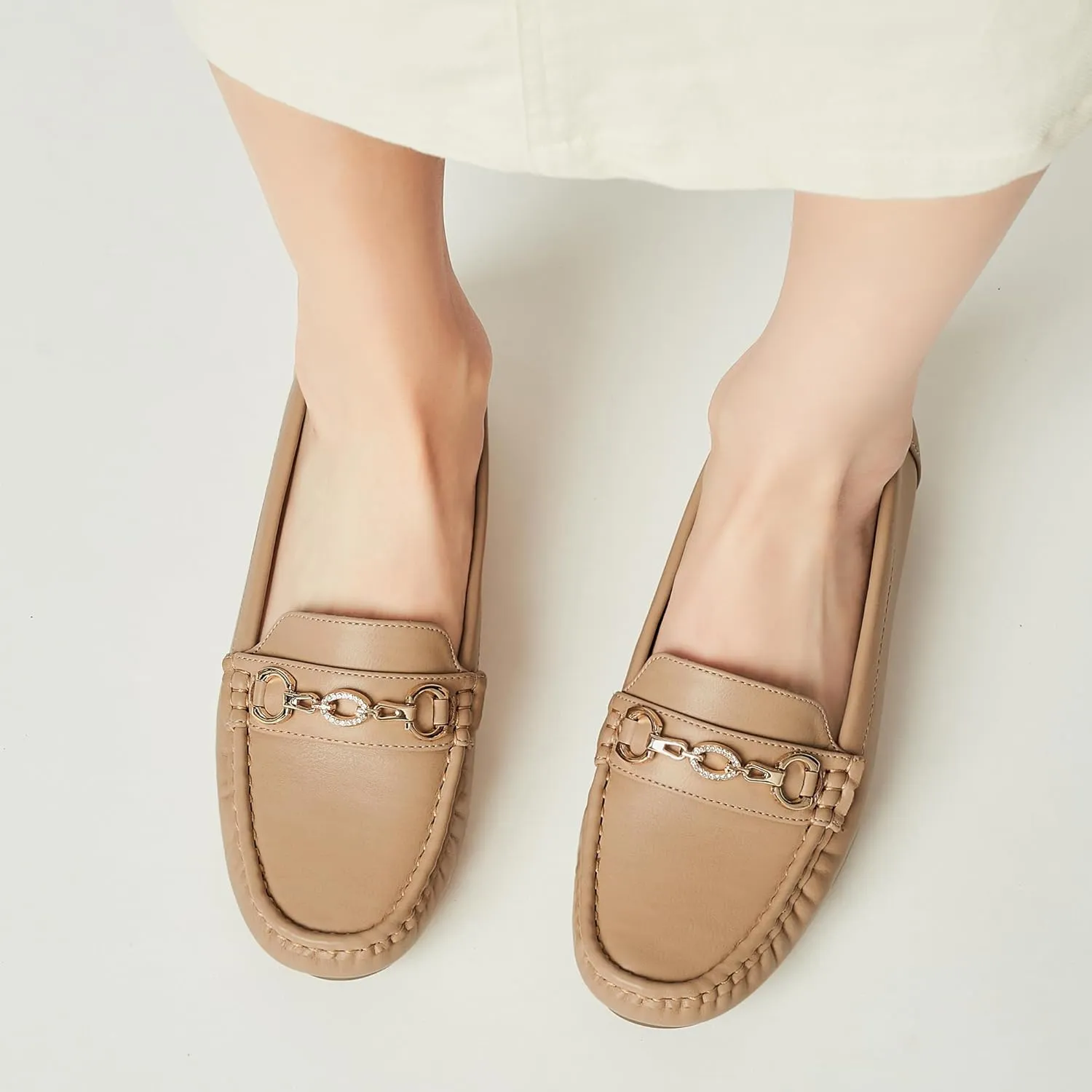Women's Business Loafers Work Casual Flats Shoes Lightweight Penny PU Leather Slip On Walking Shoes