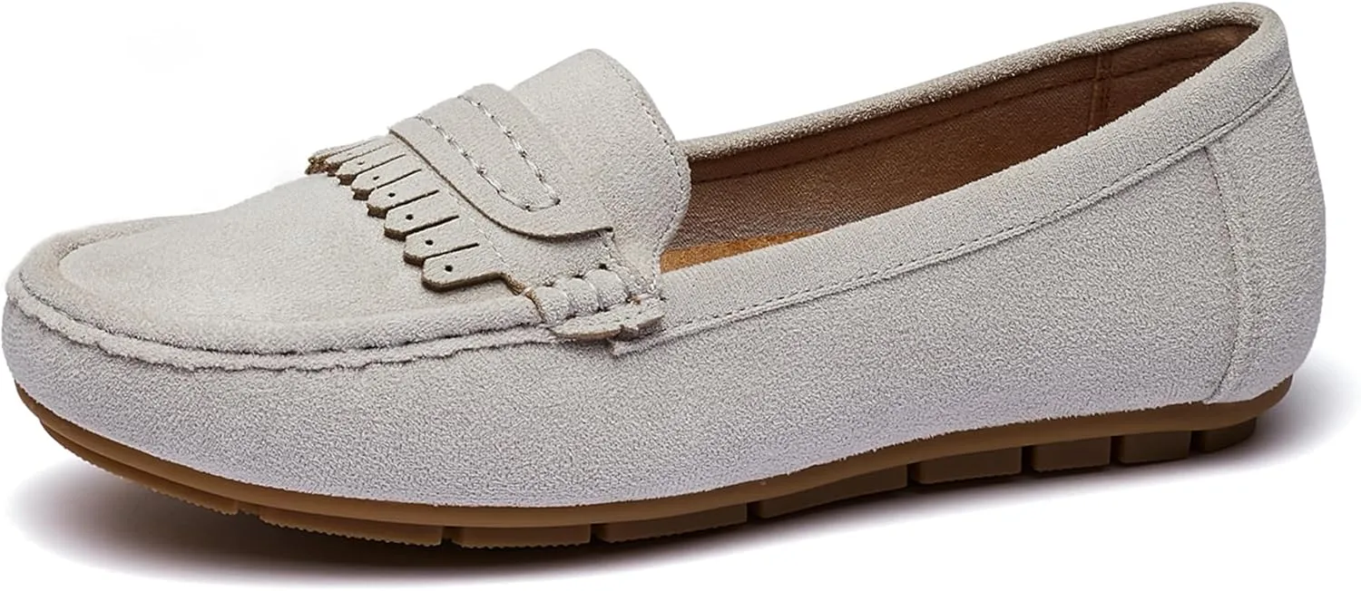 Women's Business Loafers Work Casual Flats Shoes Lightweight Penny PU Leather Slip On Walking Shoes