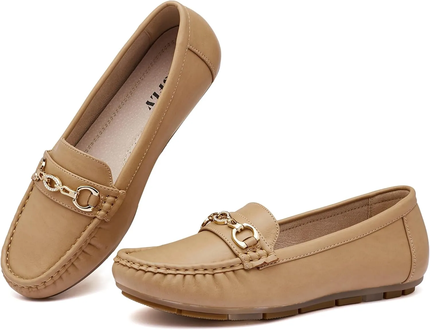 Women's Business Loafers Work Casual Flats Shoes Lightweight Penny PU Leather Slip On Walking Shoes