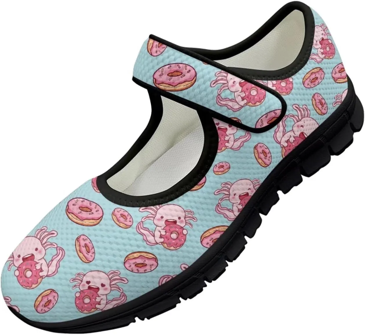Women's Casual Walking Sneakers Lightweight Breathable Flat Mary Jane Shoes with One Strap
