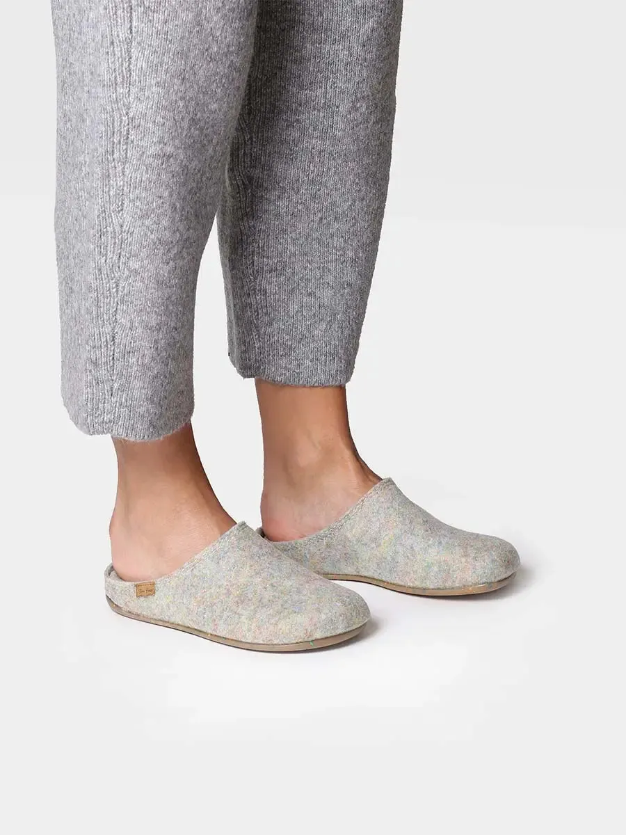 Women's clog-style slipper made from recycled felt - MONA-FR