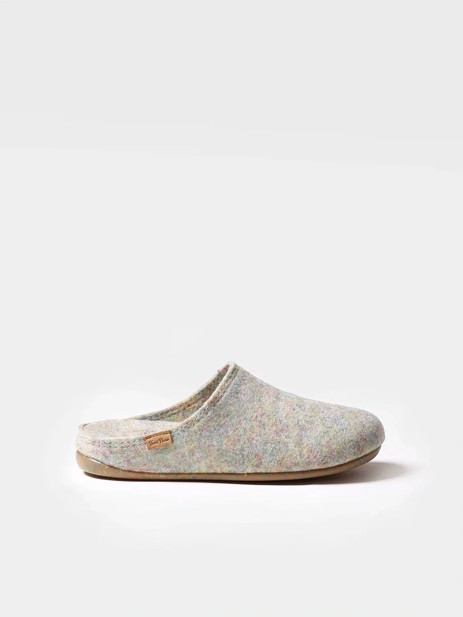 Women's clog-style slipper made from recycled felt - MONA-FR