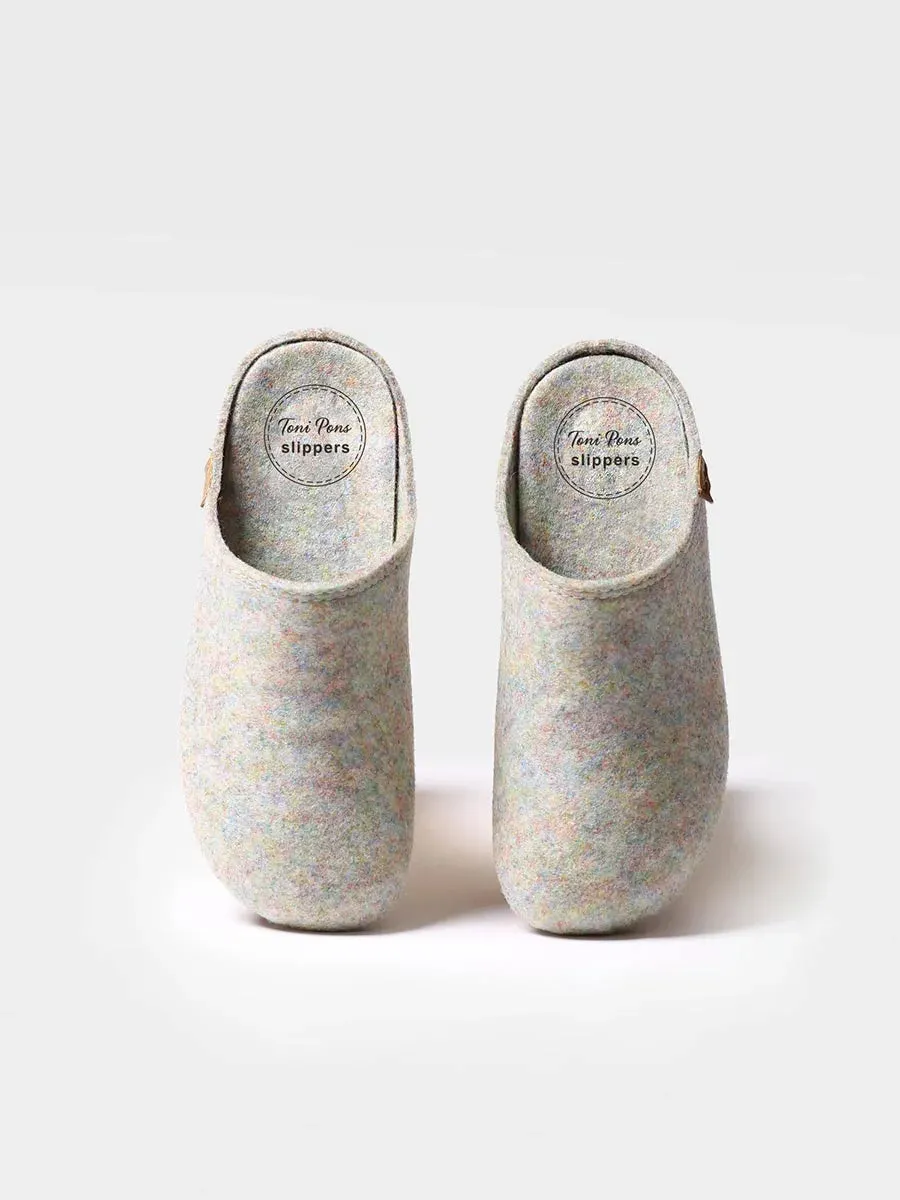 Women's clog-style slipper made from recycled felt - MONA-FR