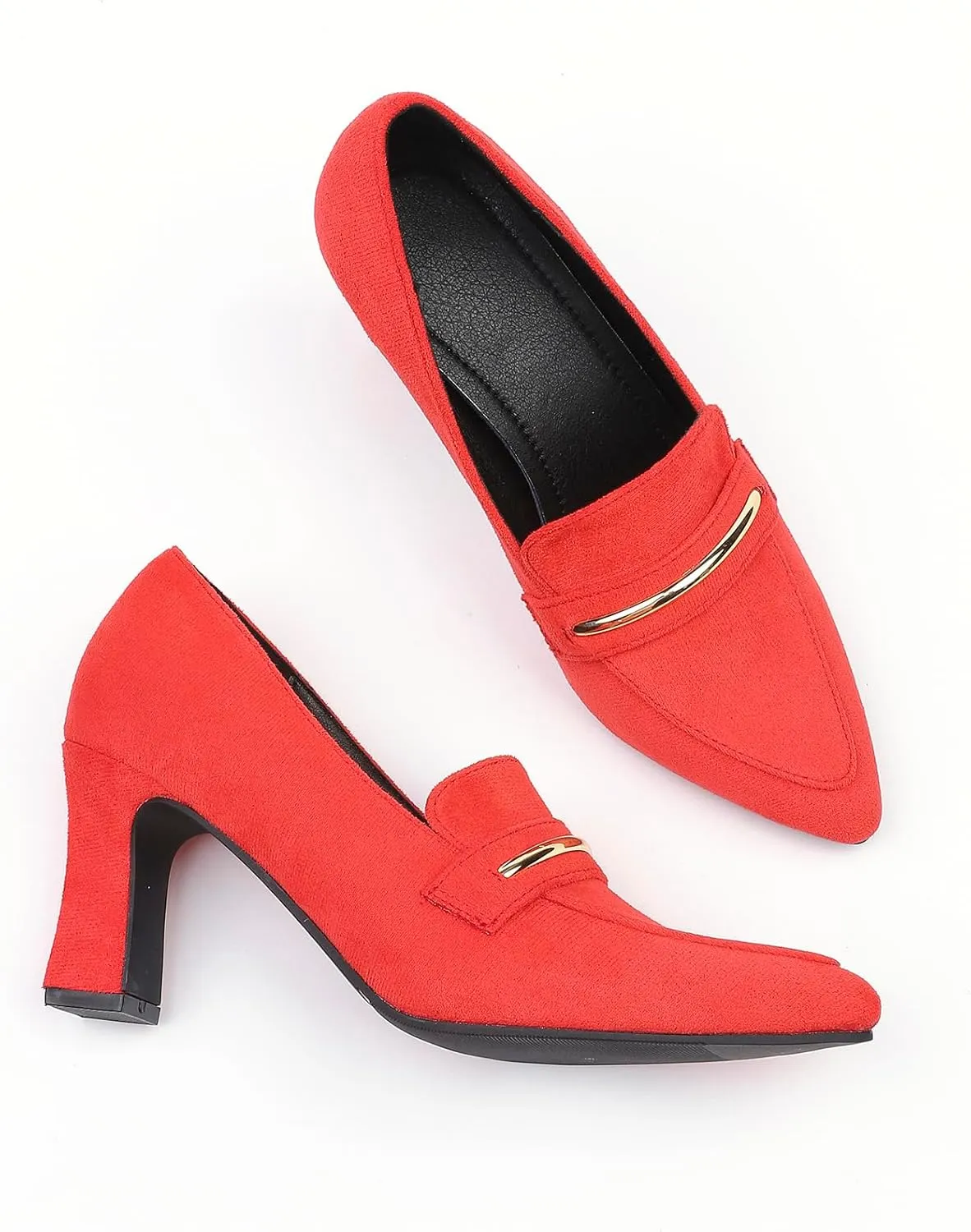 Womens Closed Pointed Toe Suede Loafer Pumps Low Block Heeled Slip On Loafers for Women Work Office Business Comfortable Chunky Heels Shoes 2.95 Inch