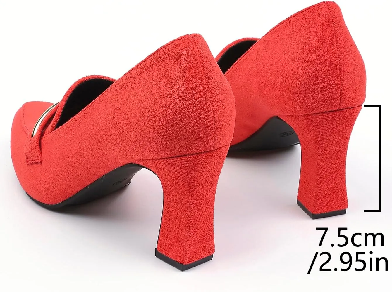 Womens Closed Pointed Toe Suede Loafer Pumps Low Block Heeled Slip On Loafers for Women Work Office Business Comfortable Chunky Heels Shoes 2.95 Inch