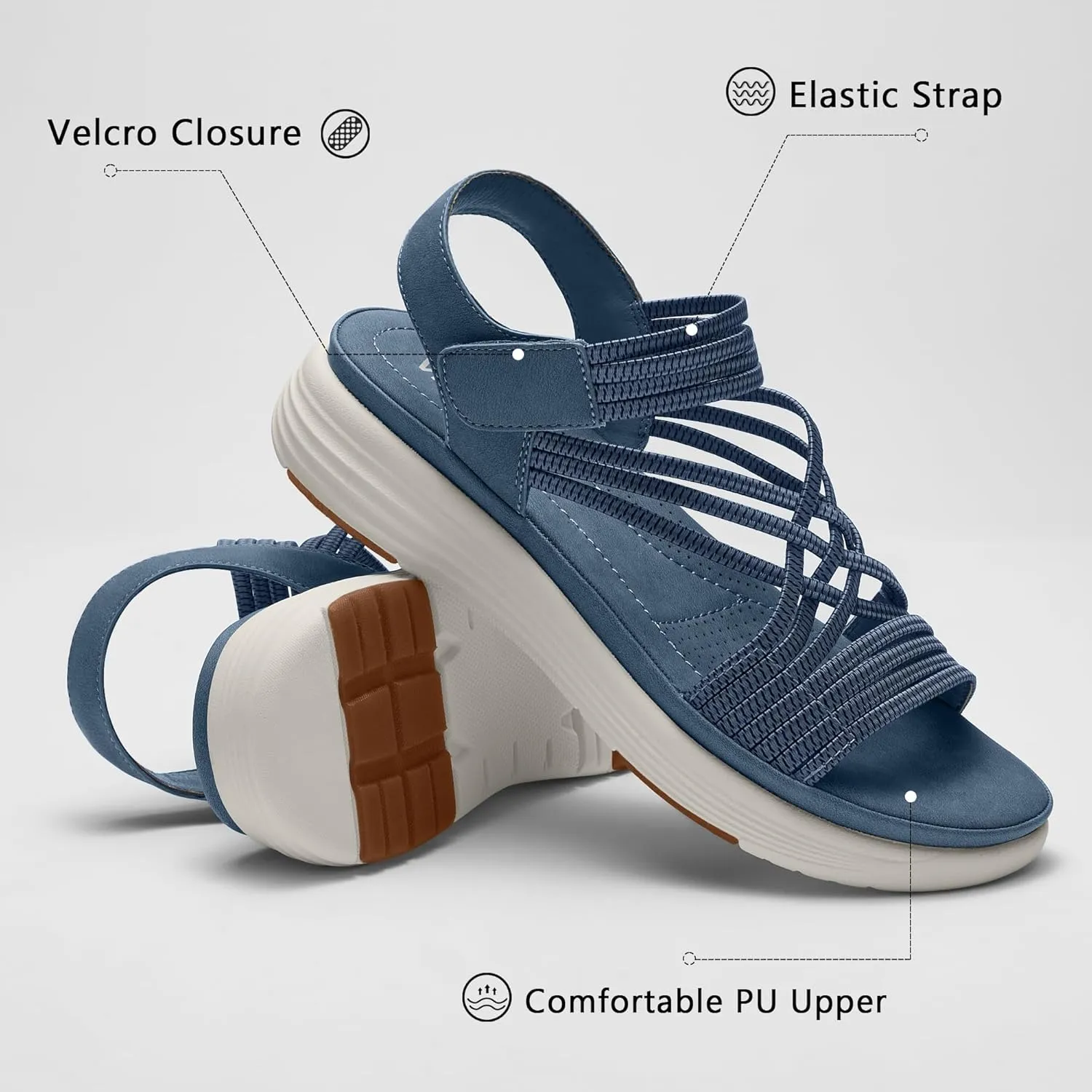 Women's Comfortable Walking Sandals with Elastic Strap LightWeight Sandals for Women 2025 Summer Dressy