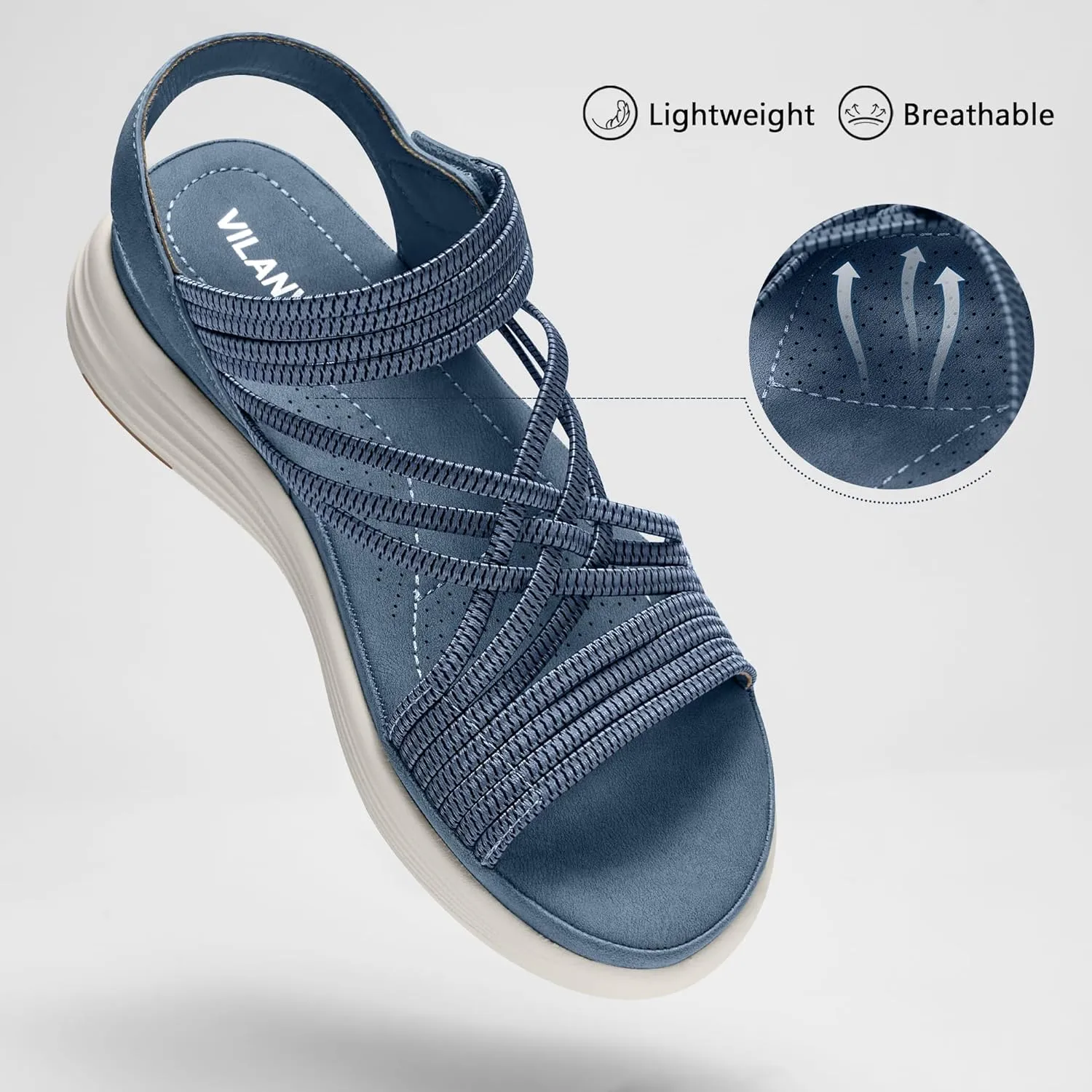 Women's Comfortable Walking Sandals with Elastic Strap LightWeight Sandals for Women 2025 Summer Dressy