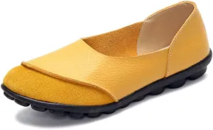 Women's Cowhide Leather Slip-On Moccasins Shoes Flat Slipper Loafers