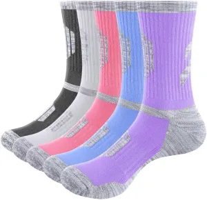 Women's Cushioned Sports Hiking Socks For Women, Moisture Wicking Cotton Casual Work Boot Athletic Crew Socks, 5 Pairs