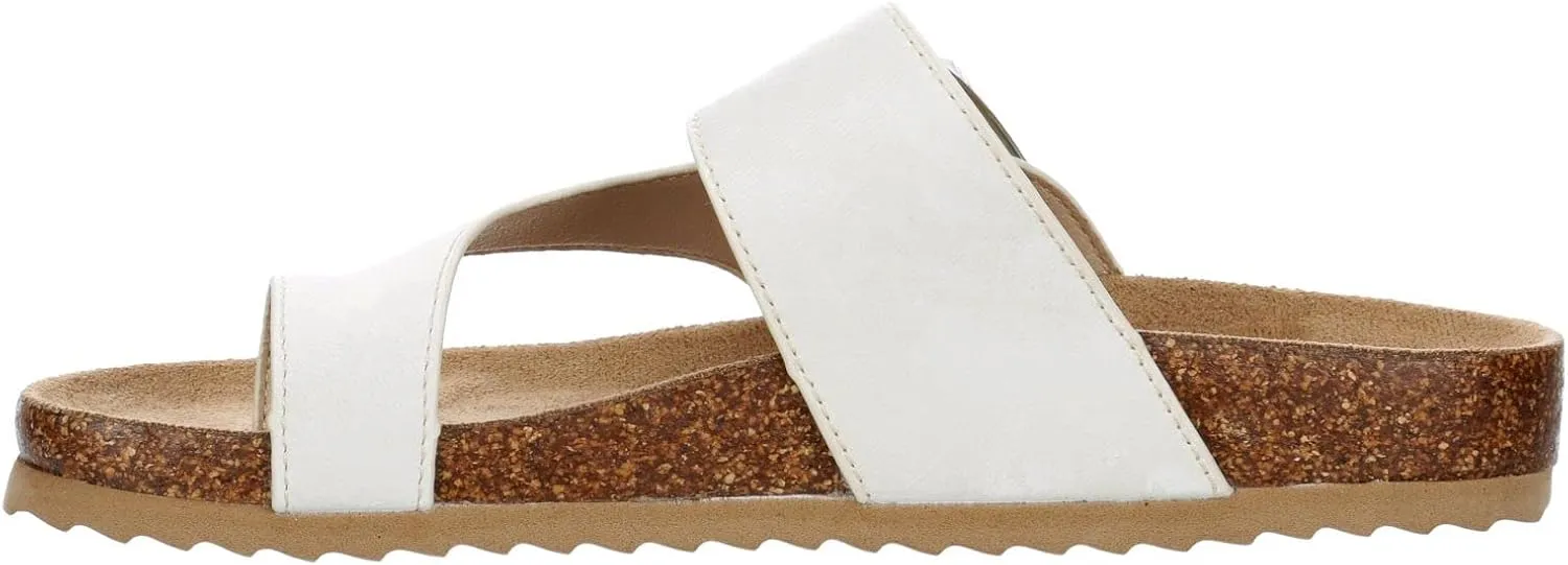 Women's Faux Leather Slip-On Single Band Toe Strap Cork Bed Sandal