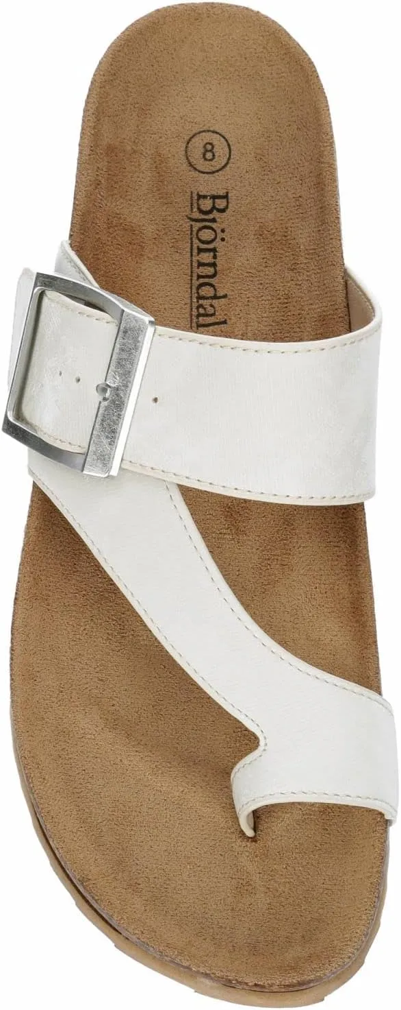 Women's Faux Leather Slip-On Single Band Toe Strap Cork Bed Sandal