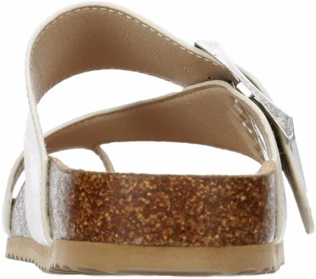 Women's Faux Leather Slip-On Single Band Toe Strap Cork Bed Sandal