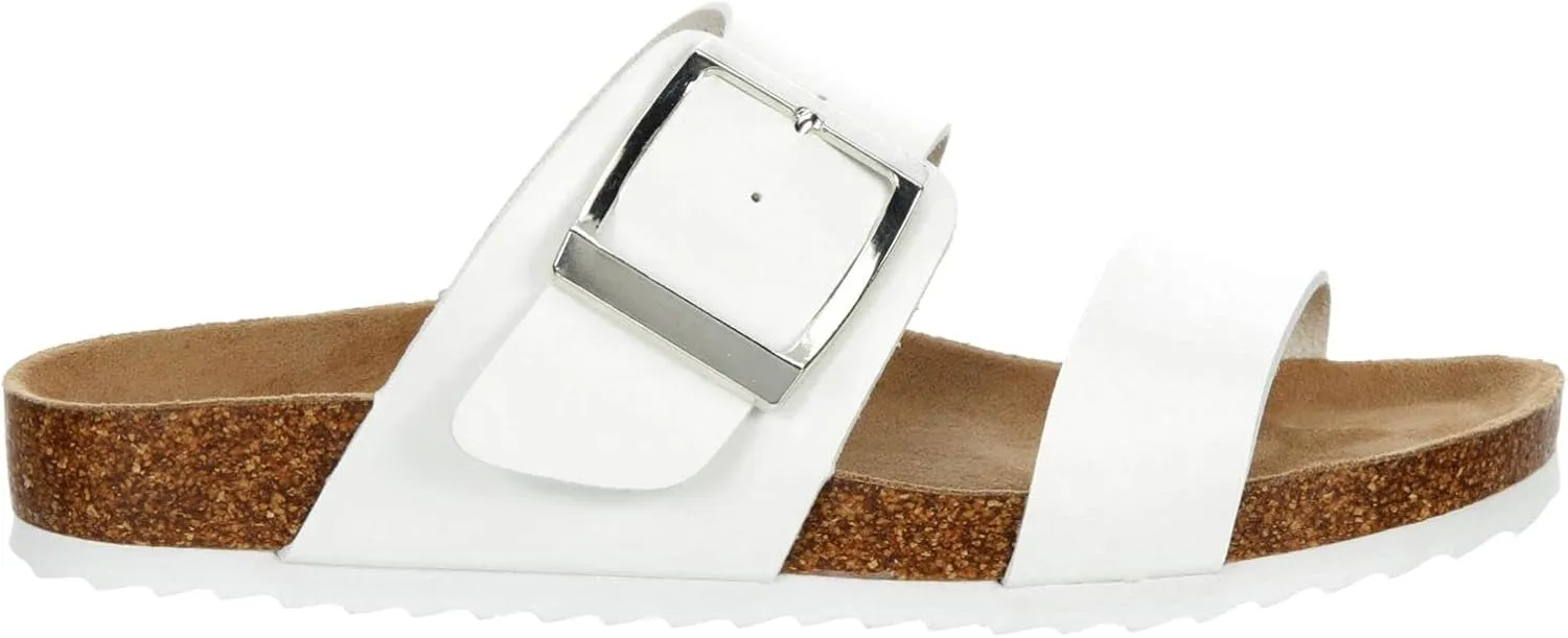 Women's Faux Leather Slip-On Two Strap Cork Bed Sandal