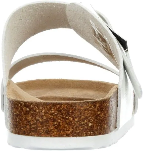Women's Faux Leather Slip-On Two Strap Cork Bed Sandal