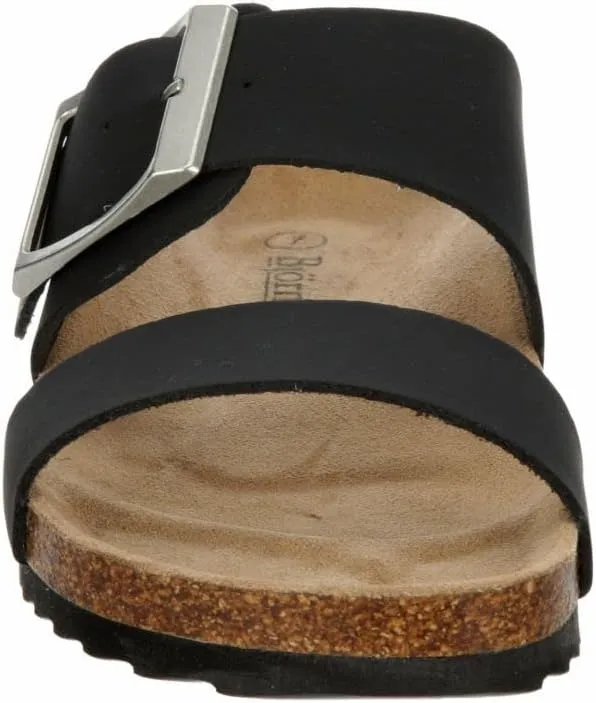 Women's Faux Leather Slip-On Two Strap Cork Bed Sandal