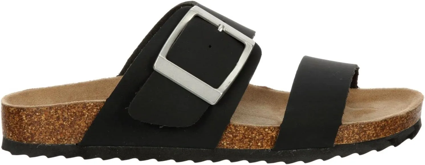 Women's Faux Leather Slip-On Two Strap Cork Bed Sandal