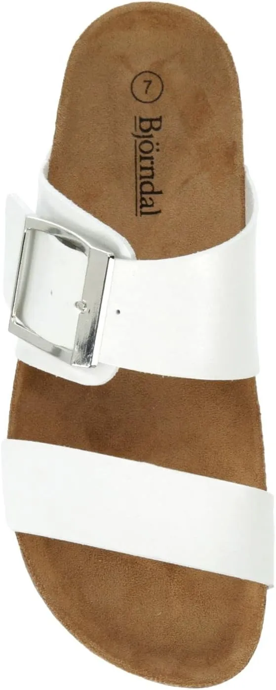 Women's Faux Leather Slip-On Two Strap Cork Bed Sandal
