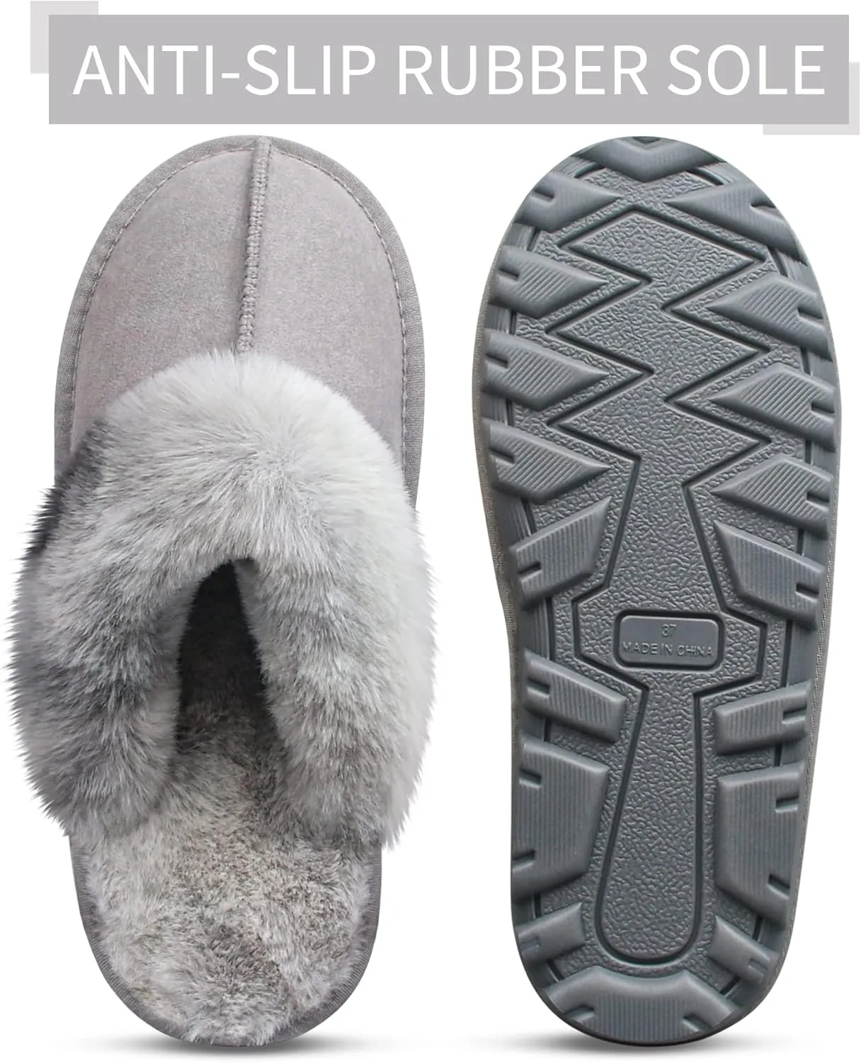 Women's Fuzzy Autumn Winter Plush Purple Solid Faux Fur Slippers