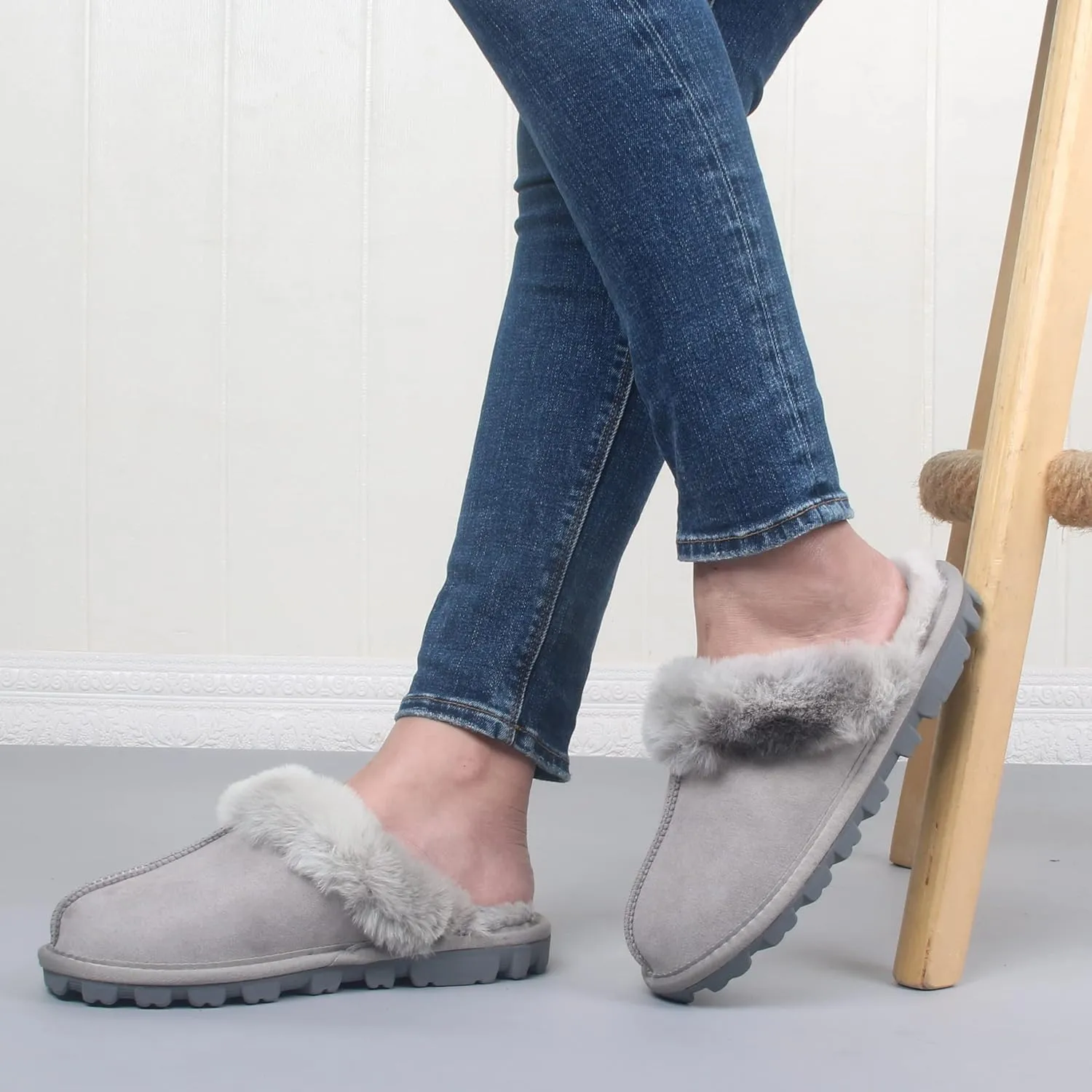 Women's Fuzzy Autumn Winter Plush Purple Solid Faux Fur Slippers
