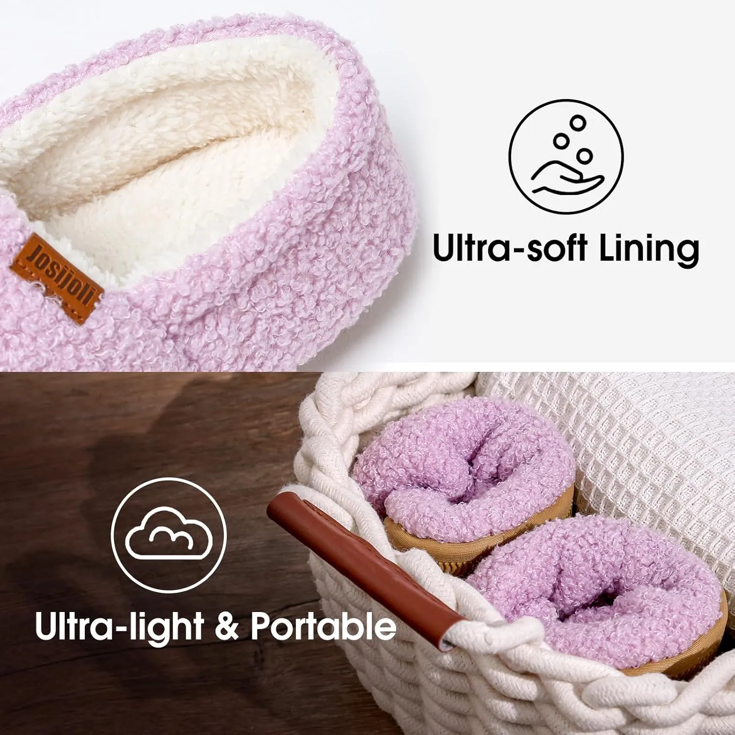 Women's Fuzzy Curly Fur Memory Foam Slippers, Closed Back House Slippers Indoor and Outdoor