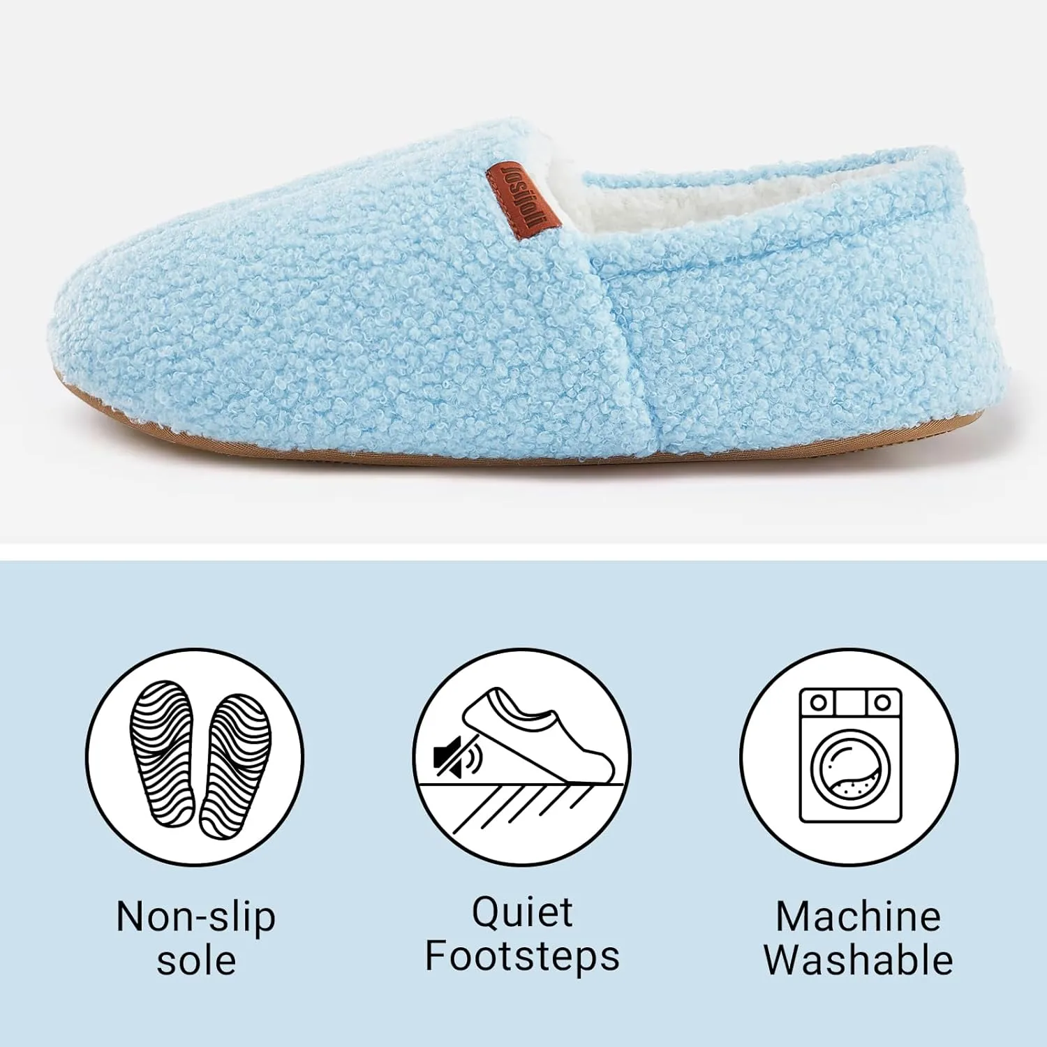 Women's Fuzzy Curly Fur Memory Foam Slippers, Closed Back House Slippers Indoor and Outdoor