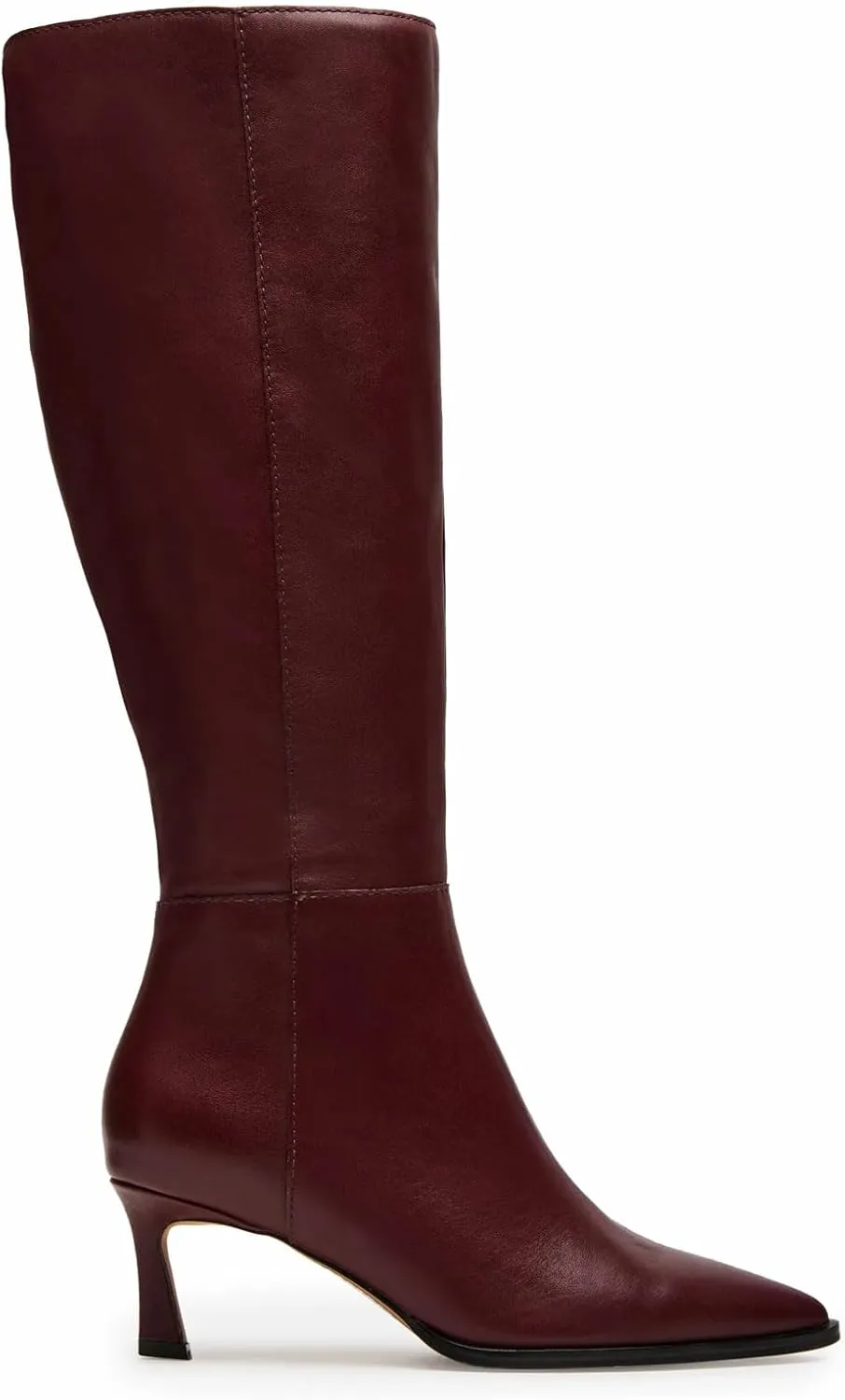 Womens Knee High Boots Kitten Heel Pointed Toe Faux Leather Long Boots Stiletto Side Zipper Comfortable Tall Boot