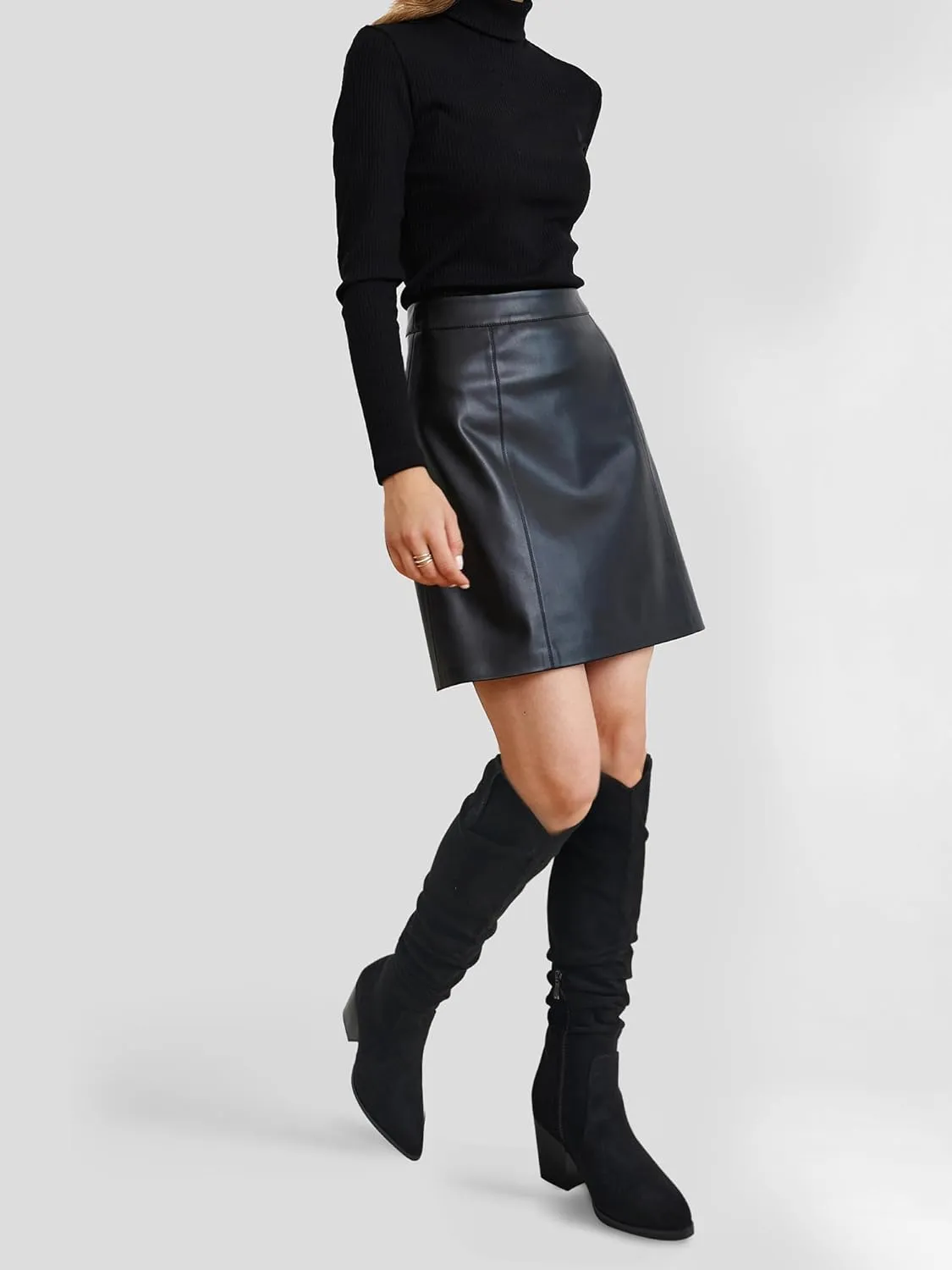 Women's Knee High Slouchy Boots Flat Tall Boots for Women Pull On Fall Boots with Side Zipper