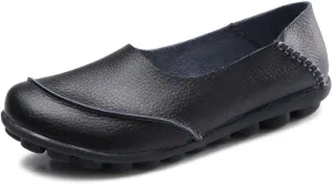 Women's Leather Slip-On Moccasins Shoes Flat Slipper Loafers